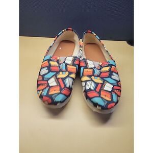 Groove Bags Book Lovers Womens Casual Canvas Flat Shoes Sz US 7.5
